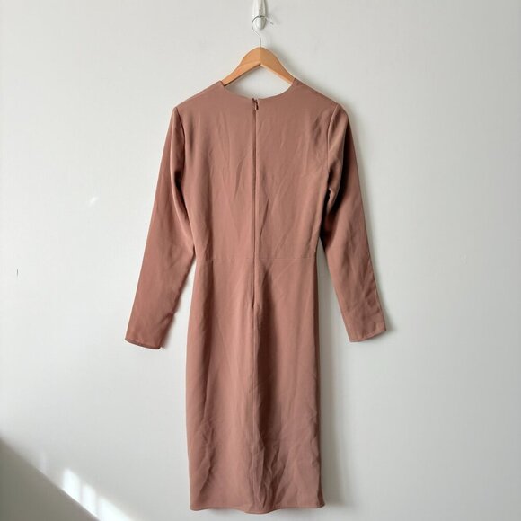 Aritzia Babaton Twist Front Long Sleeve Dress Beige Taupe Size Small - Picture 4 of 6